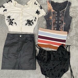 5 Piece Women’s Clothing Bundle Size Small Tops & Skirt Mixed Brands